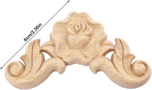 Miniatura 2 de MUXSAM Paquete de 4 calcomanías de rosas talladas de madera, sin pintar, para gabinete, cajón, pared, cabecero, espejo, banco, armario, etc.