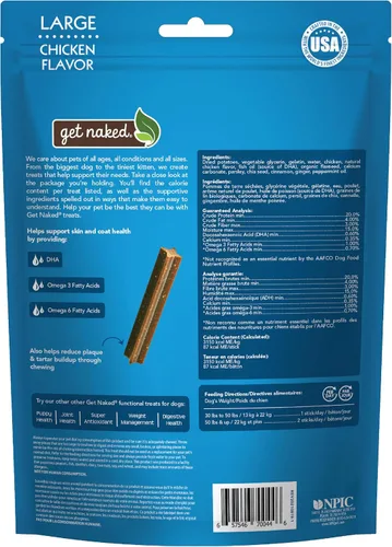 Miniatura 4 de Get Naked 1 bolsa de 6.6 onzas sin granos, palitos dentales para masticar, grandes