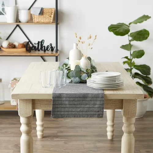 Miniatura 3 de DII Farmhouse Gingham, colección de mesa a cuadros, camino de mesa, 14x72, negro
