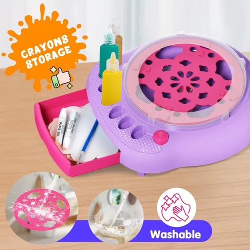 Miniatura 5 de Kit de Máquina de Arte de Pintura Giratoria para Niños, Conjuntos de Kits de Juguetes Giratorios de Pintura de Artes y Manualidades para Niños