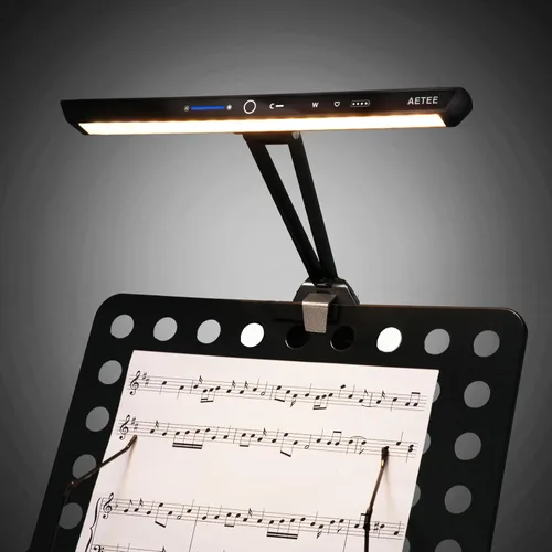Luces de soporte de música, batería magnética extraíble, funciona con batería recargable, lámpara de abrazadera USB-C de larga duración, plegable,
