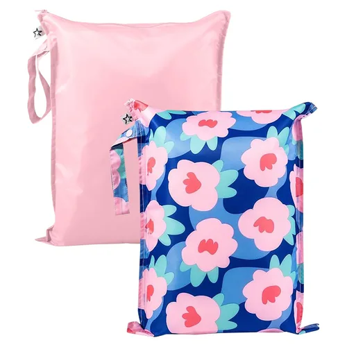 Miniatura 27 de Tiny Twinkle Bolsas Húmedas a Prueba de Desorden Paquete de 2 Bolsas Húmedas Reutilizables e Impermeables para Trajes de Baño Ropa de Bebé