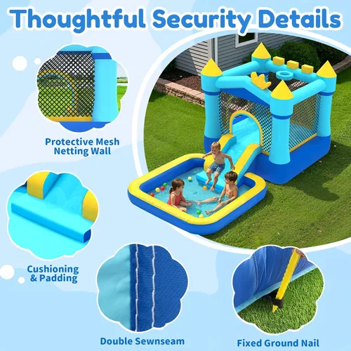Miniatura 3 de MUKDIY - Casa inflable con piscina y tobogán, castillo de salto para parque acuático de 12 x 6.2 pies para niños, tela Oxford 840D resistente, de 3