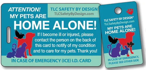 My Pets are Home Alert - Tarjeta de identificación médica con tarjeta de identificación médica para perros y gatos con lista de llamadas de