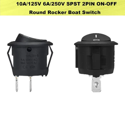 Miniatura 4 de 6 unids negro interruptor de encendido / apagado con pestillo redondo interruptor de palanca SPST 6A/250v 10A/125v para barco coche, etc