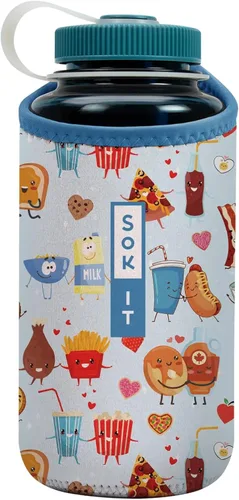 Miniatura 103 de Sok It BotlSok Funda para botella de agua con cubierta de neopreno aislante (Floral abstracto, se ajusta a CamelBak o Nalgene de 12 onzas)