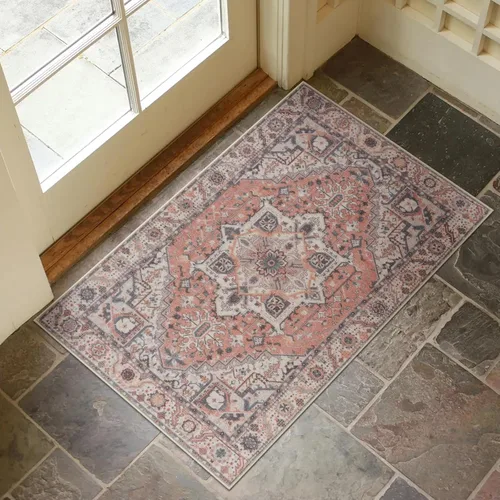 Miniatura 20 de Collive Tapete lavable para puerta de interior, antideslizante, alfombra de entrada retro de 20 x 32 pulgadas, tapete de entrada de absorción Multi