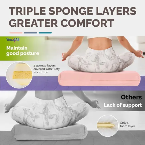 Miniatura 3 de Yes4All Triple-Layer Sponge Yoga Bolster Pillow for Restorative Yoga & Meditation - Versatile Yoga Support Pillow, Balance & Poses Modification C.