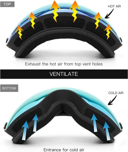Miniatura 4 de Juli - Gafas de esquí para niños, lentes esféricas intercambiables de doble capa, gafas de nieve OTG antivaho para snowboard y patinaje de 4 a 16