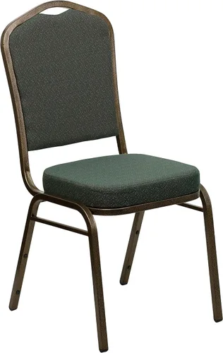 Miniatura 29 de Flash Furniture HERCULES Series - Silla apilable para banquetes con respaldo de corona en tela negra con estampado, marco de vena plateada Tela