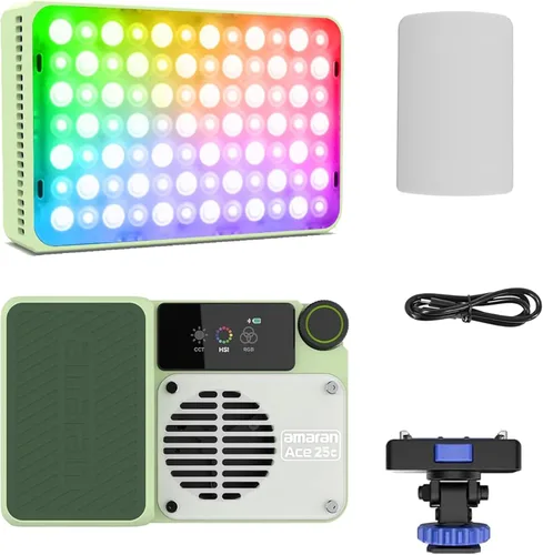 Miniatura 10 de Amaran Ace 25c Luz de video RGB, 25 W en el bolsillo de la cámara CCT 2300k-10000k, 5,908 lux @ 1.6 ft de iluminación, con batería recargable