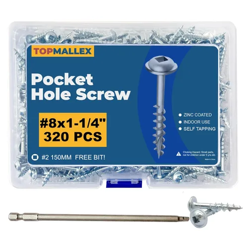 Miniatura 13 de Tornillos de bolsillo de 1 pulgada, tornillos de bolsillo #8 x 1 con unidad cuadrada, 600 unidades, rosca gruesa, cabezal de arandela, autoroscante