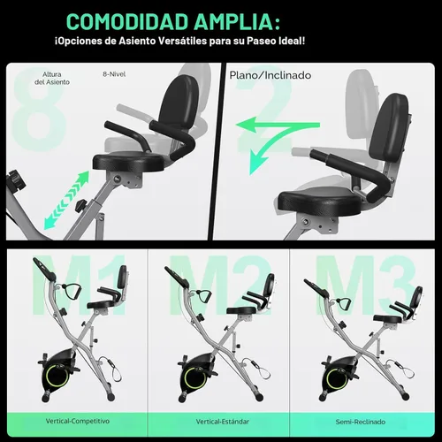 Miniatura 3 de USLIM Bicicleta de Ejercicio Plegable Bicicletas Estáticas para el Hogar, Bicicleta de Entrenamiento Interior 5 EN 1, Bicicleta de Ciclismo