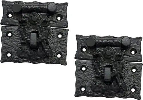 Miniatura 3 de Adonai Hardware Cerrojo y grapa de hierro fundido antiguo "Oshea" de 3 pulgadas con cerradura para baúles y cajas de joyas, níquel cepillado