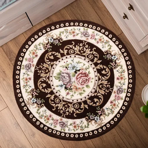 Miniatura 2 de Alfombra redonda floral de 2.6 pies, clásica, antideslizante, lavable a máquina, alfombra de cocina sostenible, alfombra tradicional para sala
