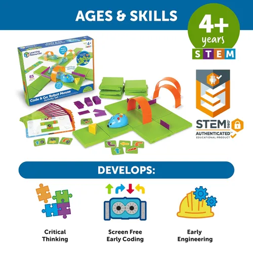 Miniatura 6 de Juego de actividades de ratón robot Code & Go de Learning Resources - Kit de robótica para niños, codificación de mascotas, juegos STEM, actividades