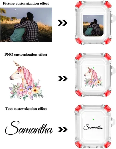 Miniatura 2 de Funda personalizada con nombre con foto compatible con AirPods 1/2, funda personalizada de TPU suave transparente con llavero para AirPods de 1ª 2ª
