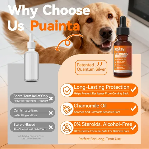 Miniatura 8 de PUAINTA Gotas para los oídos para perros con dediles, limpiador natural de oídos para perros y tratamiento de infecciones, solución de limpieza