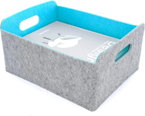 Miniatura 9 de Welaxy Cestas de almacenamiento plegables de fieltro, cubos de almacenamiento para estantes, caja de fieltro para niños, juguetes, revistas, libros