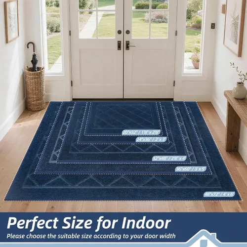 Miniatura 2 de BEQHAUSE Tapete para puerta de 20 x 32 pulgadas, tapete antideslizante para puerta, lavable, tapete para puerta de perro, resistente a las manchas