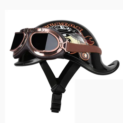 Medio casco de motocicleta vintage, aprobado por el DOT, para adultos, casco convertible vintage para scooters, ciclomotores, cascos de motocicleta