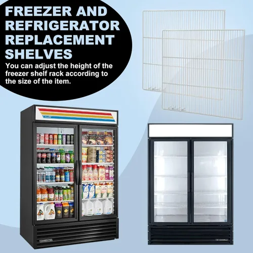 Miniatura 7 de Juego de 2 estantes comerciales de repuesto para congelador y refrigerador (21 x 20.5 pulgadas), estante de metal ajustable de alambre de acero