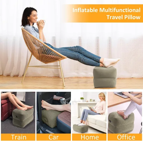 Miniatura 7 de Almohada Inflable de Reposapiés para Viajes - Reposapiés de Vuelo de Altura Ajustable con Máscara para los Ojos y Tapones para los Oídos para Niños