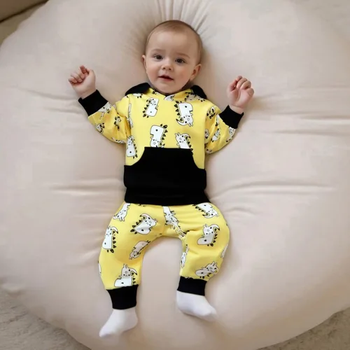 Miniatura 181 de Conjunto de ropa de otoño e invierno para bebé y niño, sudadera larga con capucha y pantalones para niños pequeños, 6, 12, 18, 24 meses, 2T