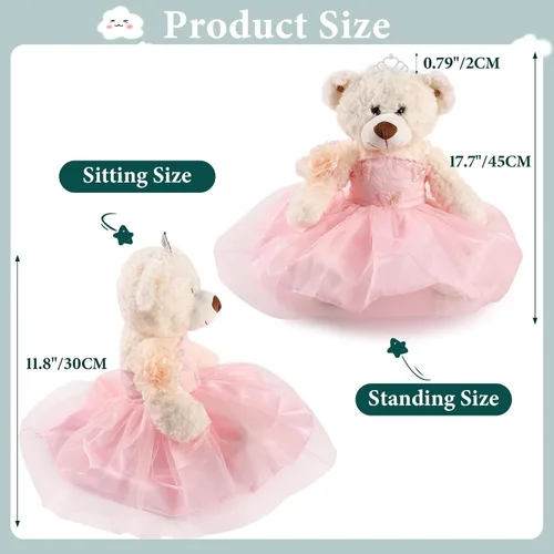 Miniatura 2 de Muñeca Quinceañera de Oso de Peluche Cisina con Vestido, Decoraciones de Quinceañera para Regalos para Niñas, Oso de Peluche para 15 Años
