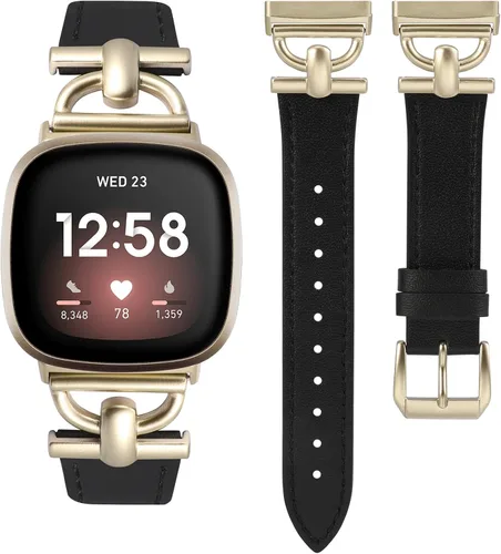 Miniatura 15 de Wearlizer Correa de cuero compatible con Fitbit Versa 3/4 Sense 2, correa de cuero elegante con hebilla de metal en forma de D para reloj