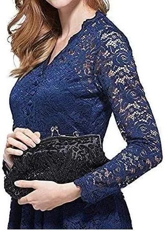 Miniatura 5 de Bolso de noche para mujer bolso de mano grande bolso de mano para mujer bolso de fiesta boda bolso para mujer negro M