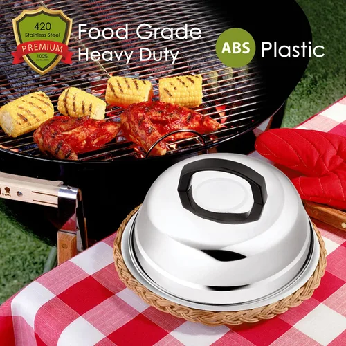 Miniatura 7 de Leonyo Tapa de cúpula de fusión de queso de 9 pulgadas, accesorios de plancha de acero inoxidable, cubierta duradera para cocinar al vapor