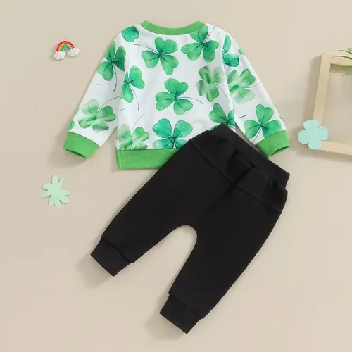Miniatura 3 de Ropa para el día de San Valentín para bebé, sudadera de manga larga con letras, pantalones deportivos elásticos para otoño e invierno