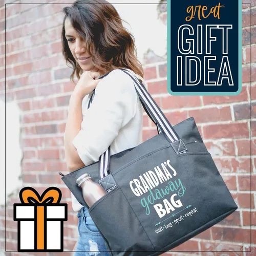 Miniatura 102 de Brooke & Jess Designs Bolso de mano para la abuela – Bolso de lona resistente con cremallera y bolsillo interior para la abuela para uso diario