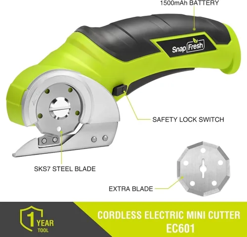 Miniatura 7 de SnapFresh Tijeras Eléctricas Inalámbricas, Cortador de Caja Mini Eléctrico de 4V, Herramienta de Corte de Alfombra y Cartón con Hoja