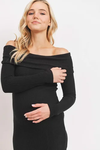 Miniatura 6 de LaClef Vestido de maternidad de punto con hombros descubiertos para mujer