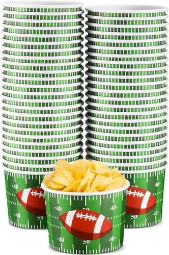 Cuenco de papel para aperitivos de fútbol, cuencos de fútbol para el día del juego, suministros para fiestas, cuenco de fútbol de 9 onzas, cuenco de
