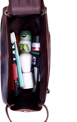 Miniatura 4 de Kit de viaje de cuero Dopp Neceser Hombre Afeitado Mujeres y Hombres Caso Bolsas Organizador Baño Kit de Afeitar