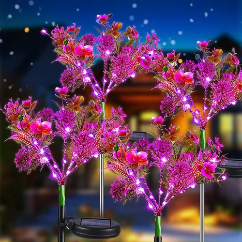 Miniatura 10 de Neporal Luces solares de jardín al aire libre impermeables IP65, 2 unidades Phalaenopsis flores solares luces solares de jardín impermeables