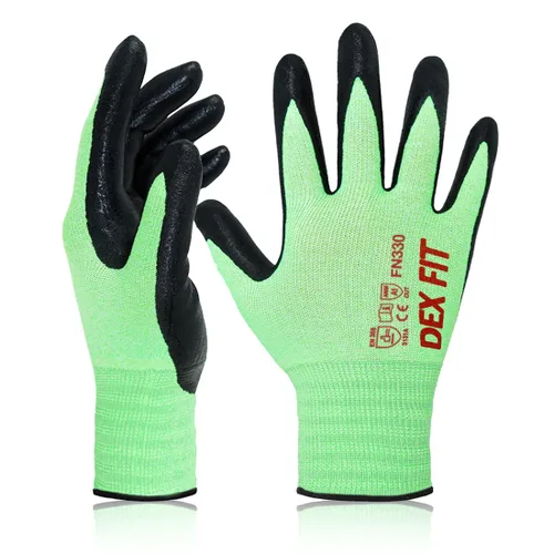 Miniatura 22 de DEX FIT FN330 - Guantes de trabajo de nitrilo, ajuste elástico 3D, agarre potente, táctil inteligente, recubierto de espuma resistente, fino