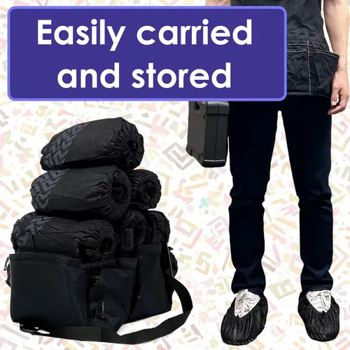 Miniatura 6 de Paquete de 100 fundas negras desechables extragrandes para botas y zapatos. Botines reutilizables resistentes al agua duraderos con peldaños