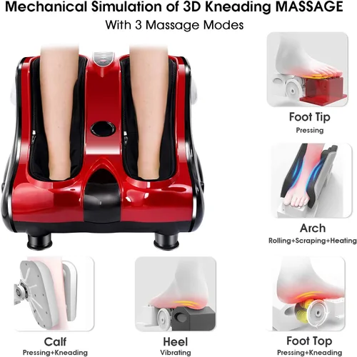 Miniatura 2 de ARLIME Masajeador de pies con calor, máquina de masaje de pies Shiatsu, modos de intensidad de 3 niveles, vibración de amasamiento profundo