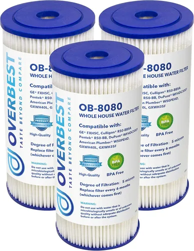 Overbest FXHSC - Filtro de agua para toda la casa de 10 x 4.5 pulgadas, repuesto para GE FXHSC, Culligan R50-BBSA, Pentek R50-BB y DuPont WFHDC3001,