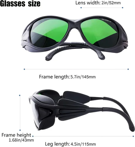 Miniatura 4 de JILERWEAR Gafas de seguridad láser profesionales para gafas de protección láser violeta/azul/rojo de longitud de onda de 405 nm, 445 nm, 450 nm, 532