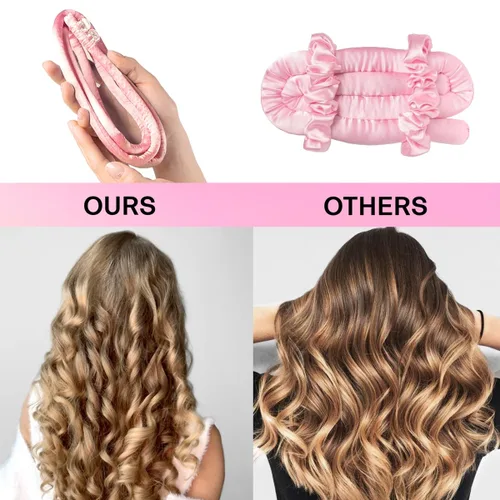 Miniatura 5 de Lanzhire Diadema sin calor para rizos nocturnos, rizadores finos sin calor para cabello largo y corto (A-rosa)