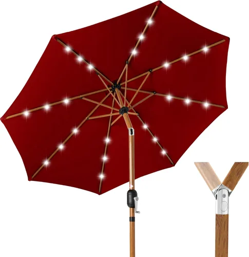 Miniatura 45 de Best Choice Products Solar Polyester LED Lighted Patio Umbrella w/Tilt Adjustment and UV-Resistant Fabric Gris niebla