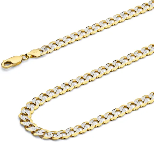 14k REAL Yellow/Two Tone Gold Bevelled Hollow 11mm, 9mm, 6.5mm, 5mm, 4.5mm, 3.5mm, 2.5mm, 2mm Cuban Curb Chain Necklace/Bracelet with Lobster Claw