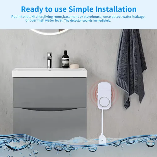Miniatura 5 de Detector inteligente de fugas de agua, alarma ajustable de 120 dB para el hogar, sensor de agua para sótano, alarma de fugas de agua, 3