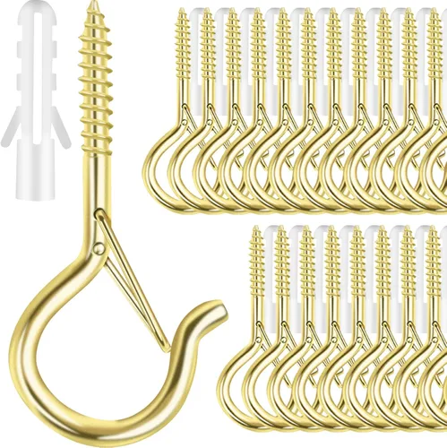 Miniatura 10 de Q Hangers 25 PCS Ganchos de Rosca para Luces de Cadena de Exteriores, Cesta Colgante Giratoria Ganchos para Luces de Patio con Hebilla Segura Gancho