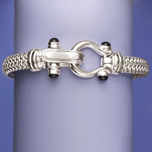 Miniatura 3 de Ross-Simons Italian Sterling Silver Horsebit Bracelet With Black Onyx